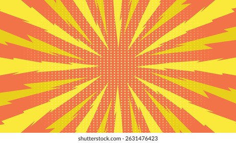 abstract festive yellow and orange color cartoon background with sunburst and dots 
