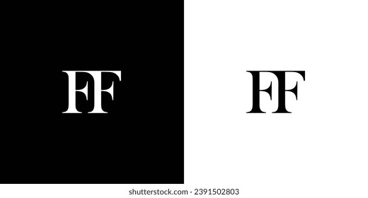 Abstract FF Initial minimalist abstract logo in black and white color