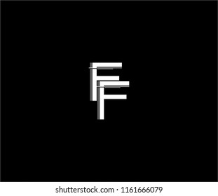 abstract FF linked monogram stripe line logo design