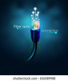 Abstract fiber optic digital connection technology.