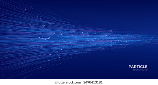 Abstract Fiber Optic Particle Background with Neon Blue and Magenta. Internet science and technology big data background