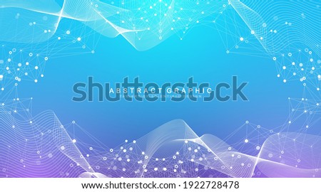 Abstract fiction vector illustration quantum computer technology. Sphere explosion background. Deep learning artificial intelligence. Big data visualization algorithms. Waves flow. Quantum explosion.