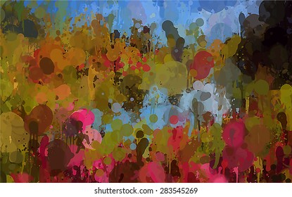 Abstract field brush strokes background. Vector version