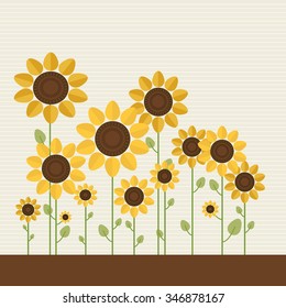 Abstract Field Of Colorful Sunflowers