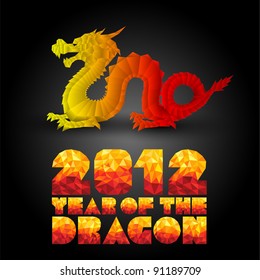 Abstract Fiery Dragon. Illustration On Black Background For Design