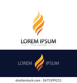 Vector Abstractas del diseño del logotipo de la llama ardiente y símbolo del icono del fuego caliente