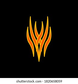 Abstract fiery flower on a black background vector image. Abstract tongues of flame on a black background. Pattern. Background image. Place for text. Background image. Poster. Vector.