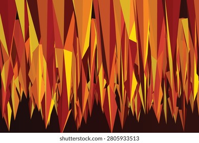 Abstract fiery geometric flames with bold orange, yellow, and red hues