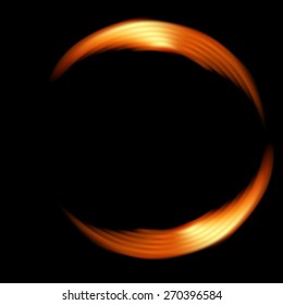 Abstract fiery shape circle on a dark background. Vector illustration.