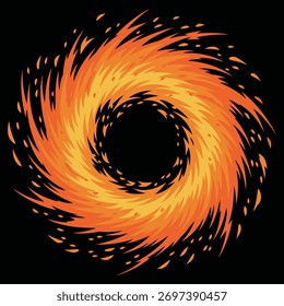 Vector ardiente Abstractas del remolino – diseño dinámico de la espiral de la energía de la llama en fondo negro