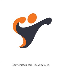 An abstract fighter design in an attacking pose. Fighter logo design.