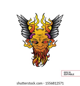 Abstract figure of devil burning design vector.