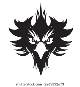 Abstract figure eagle head closeup. Good for tattoo. Editable vector monochrome image with high details isolated on white background