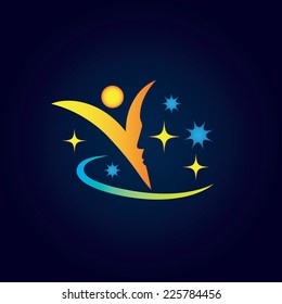 abstract figure with face in it vector design template