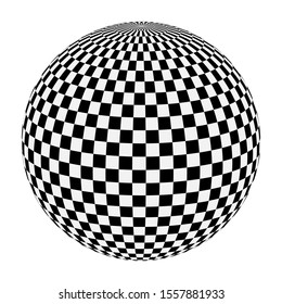 Abstract figure in the form of a sphere covered with chess cells. Vector illustration.