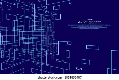 The abstract figure of the lines, the design of the virtual space.