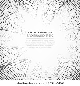 Abstract figure made of particles. Movement in a virtual world. Copy space for text.