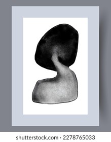 Abstract figure monochrome spot wall art print. Printable minimal abstract figure poster. Wall artwork for interior design. Contemporary decorative background with spot.