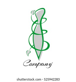Abstract figure and plant logo