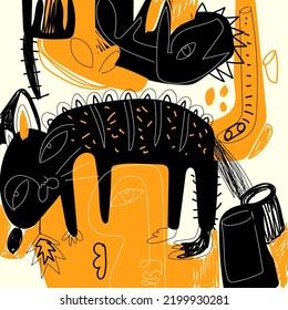 Figura abstracta ilustración de vector de dibujo manual aproximado.