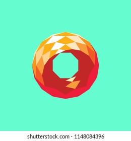 Abstract figure in the shape of a ring on a turquoise background