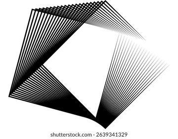 Abstract figure of squares iridescent with black lines on a white background. Modern design element. Black and white vector background