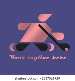 Abstract figure with stick and puck logo