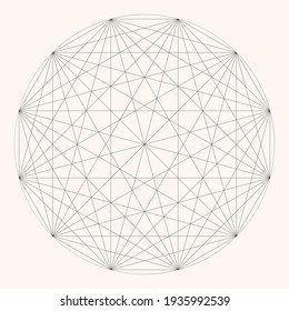 Abstract figure of thin lines in circle. Spiritual symbol like tattoo or logo