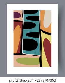 Abstract figures aesthetic geometry wall art print. Wall artwork for interior design. Contemporary decorative background with geometry. Printable minimal abstract figures poster.