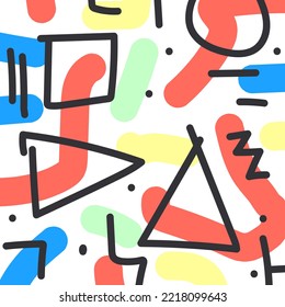 impresión de fondo de figuras abstractas, patrón colorido de la ilustración, colores de líneas y negro, gráfico vectorial