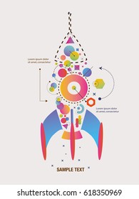 Abstract Figures Form a Rocket. Vector Illustration