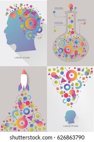 Abstract Figures Form a Science Symbols. Vector Illustration Set