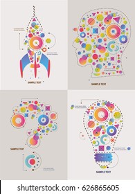 Cifras abstractas forman símbolos. Conjunto de iluminación de vectores