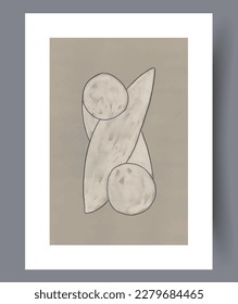 Abstract figures geometric clutter wall art print. Wall artwork for interior design. Printable minimal abstract figures poster. Contemporary decorative background with clutter.