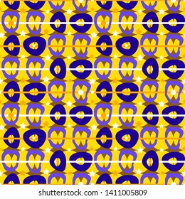 abstract figures light blue and dark blue with a yellow and brown fonde