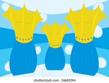 Abstract figures on striped background