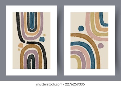 Abstract figures scandinavian geometry wall art print. Printable minimal abstract poster. Wall artwork for interior design. Contemporary decorative background. 