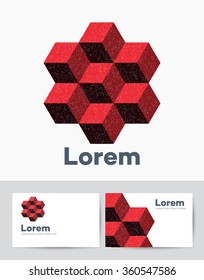 Abstract figures, set of geometric objects for a conceptual template. Isometric   for business card and presentations logos, corporate scenery