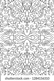 Abstract filigree pattern. Vector black and white background. Template for textile, carpet, shawl.