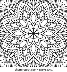 Abstract filigree pattern. Vector black and white background. Template for textile, carpet, shawl.