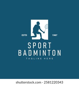 abstract film icon vector illustration templatesimple sport design simple badminton logo black silhouette minimalist shuttlecock vintage concept design