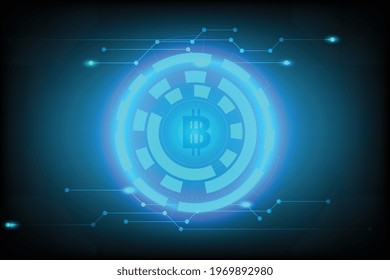 Abstract Finacial technology background with network line and dot connection on light blue background. Light data structure of blockchain technology template. Cryptocurrency database of business