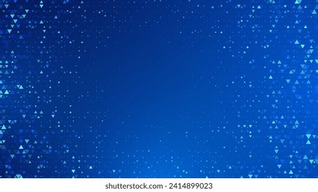 Abstract Finance Digital Business Background. Fintech Technology or Science Research Presentation Backdrop. Blue Triangular Halftone Effect. Digital Crypto Business Vector Illustration.