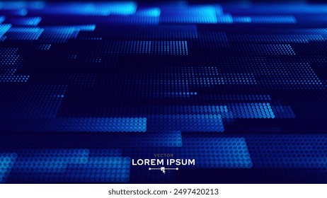 Abstract Finance Digital Business Background. Fintech Technology or Science Research Presentation Backdrop. Digital Crypto Business Vector Illustration.