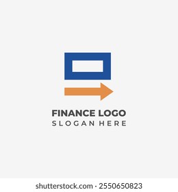 Letra vetorial e do logotipo financeiro abstrata com seta para baixo