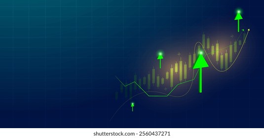 Abstract finance success with growth graph on blue background