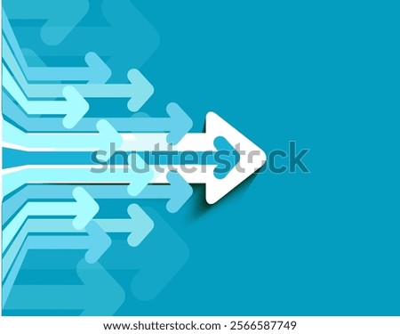 Abstract financial background with arrows going forward. Concept decrease. Vector illustration. Abstract background with white paper arrows. 