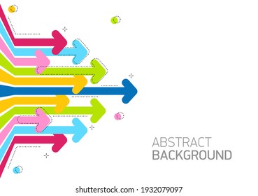 Abstract financial background with rainbow arrows going right. Concept of moving forward and success. Vector illustration. Abstract background with blue arrows. 