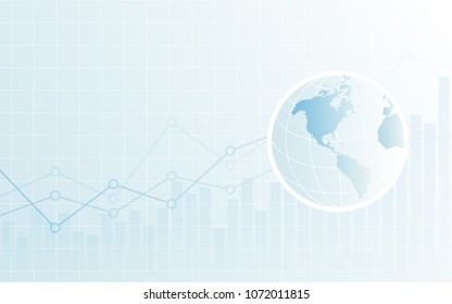 Abstract financial background with Wireframe Globe and chart  on white color