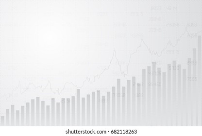 abstract financial bar chart and stock numbers in stock market on gradient gray color background